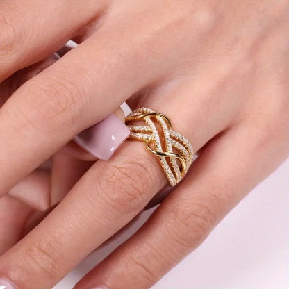 Anel Feminino Atacado Transfronteiriço Temperamento Joia Europeia e Americana Diamante Completo Moda Senso Avançado Clássico Versátil