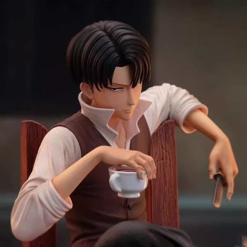 19cm Anime Attack on Titan Figures Levi Ackerman Figure Sitting Posture Model Toys Pre-sell Statue GK Figurine Ornament Gifts