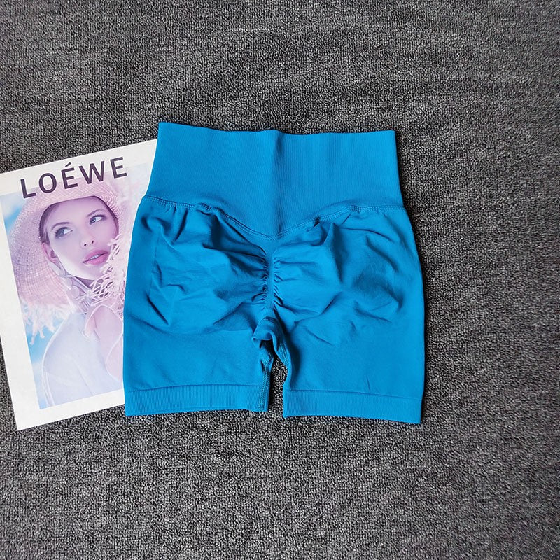 Yoga Shorts Peach Hot Girls Three-Cross Pants High Waist Knitted Pressure Running Sport Elastic Belly Lifting Butt Tight Pants