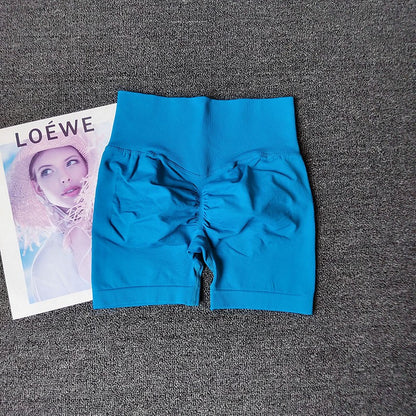 Yoga Shorts Peach Hot Girls Three-Cross Pants High Waist Knitted Pressure Running Sport Elastic Belly Lifting Butt Tight Pants