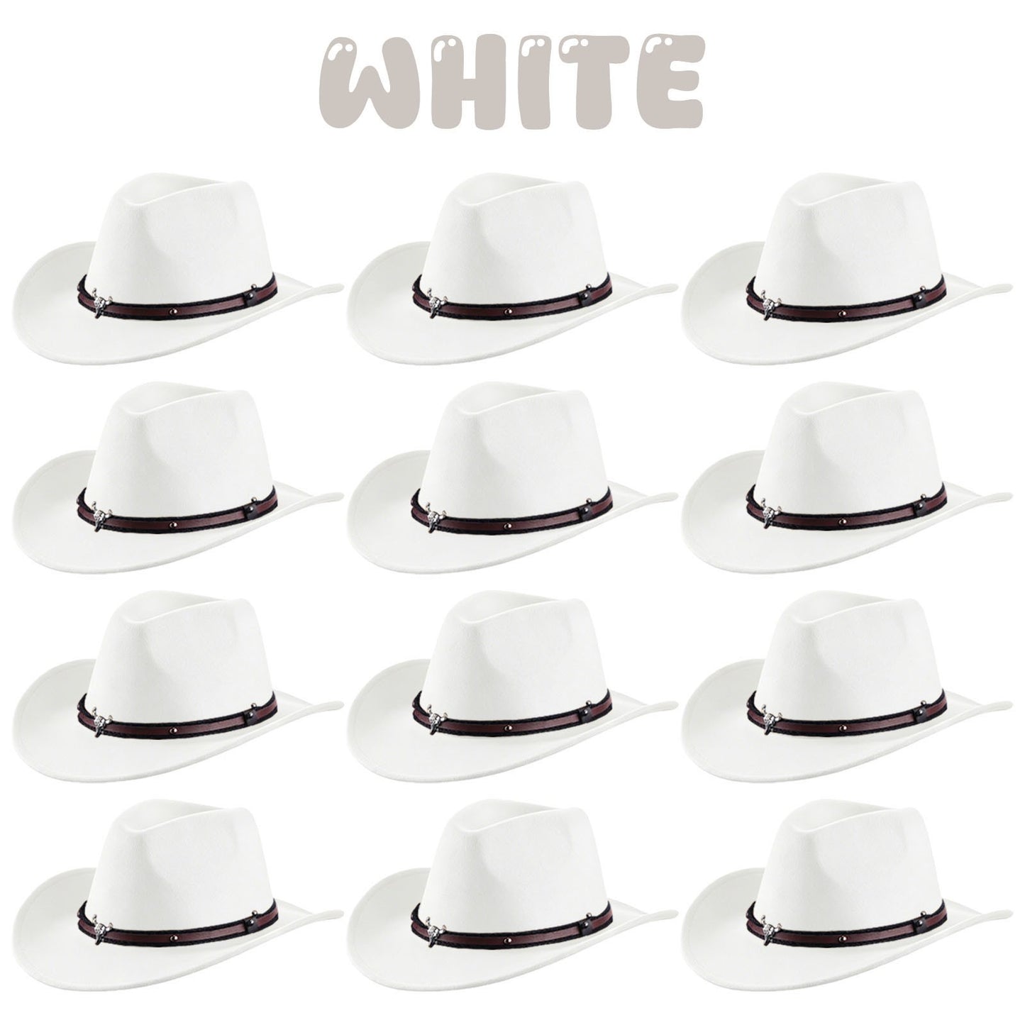 4-24Pcs Western Cowboy Hat for Men Women Adjustable Felt Cowgirl Hats Wide Brim Fedoras Hat for Adult Bachelor Party Costume