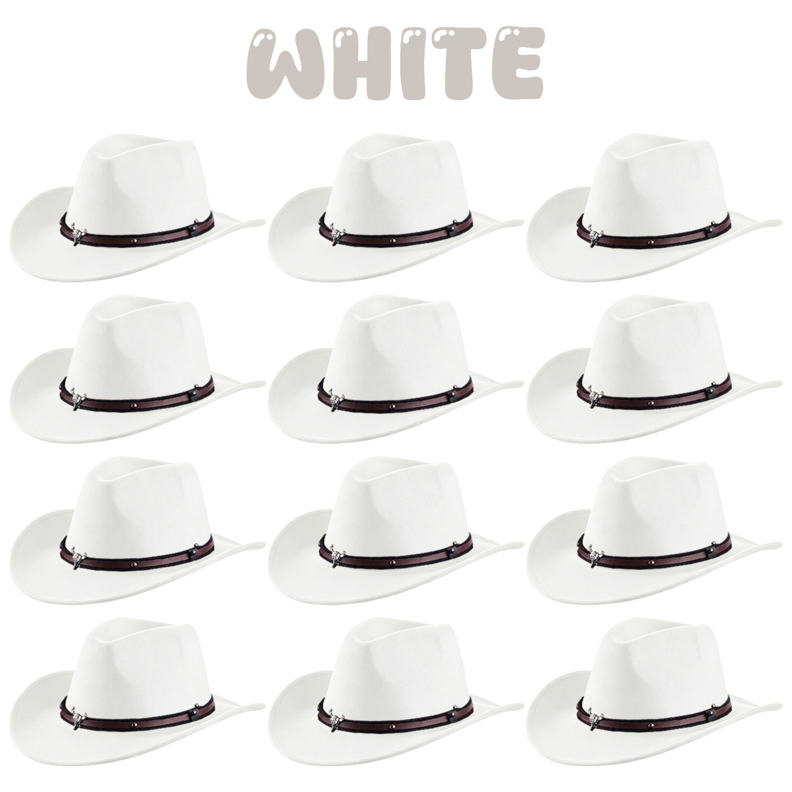 4-24Pcs Western Cowboy Hat for Men Women Adjustable Felt Cowgirl Hats Wide Brim Fedoras Hat for Adult Bachelor Party Costume