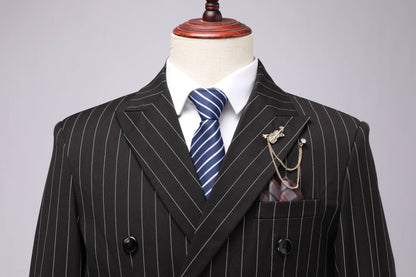 Men's Double-Breasted Suit, Classic Formal Business Wear