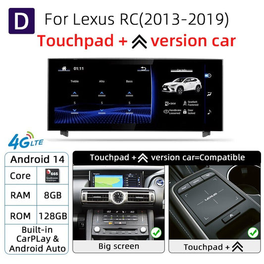 Nunoo Android 14 Wireless Carplay Auto Radio For Lexus IS RC 200 250 300 350 200t 300h Multimedia Player Navigation GPS DSP