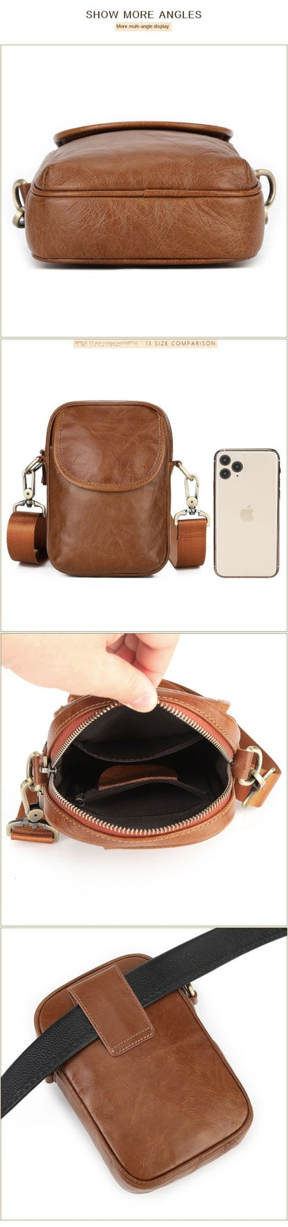 New Men's Cow Leather Crossbody Bag Man Shoulder Bag Casual Male Small Simple Bag For Men