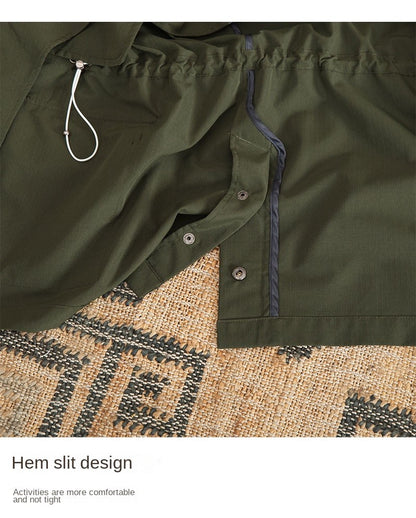 Three Spring and Summer Light Vertical Collar Waist Half Hanging M65 British Jacket Men's Retro Hunting Wear Waterproof Jacket