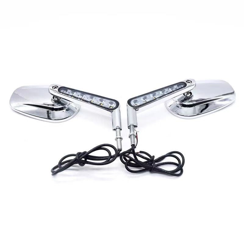 Espelhos retrovisores musculosos de motocicleta 8MM com piscas de LED para Harley VRSCF V-Rod 2009-2017 2016 2015 2014 1 Par Preto/Prata
