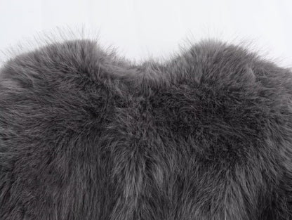 Faux fur jacket Traf   Fall/Winter New Fashion Women's Faux Fur Effect Round Neck Long Sleeve Short Jacket 2025