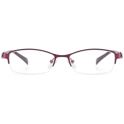 Women Vintage Semi Rimless Eyeglasses Frame Metal Half Rim Oval Spectacle For Prescription Lenses Myopia Multifocal