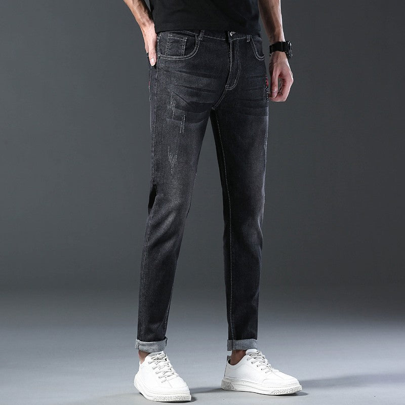 2024 Men's Fashion and Casual New Four Seasons Lightweight Long Pants Men's denim pants Straight leg pants Elastic jeans