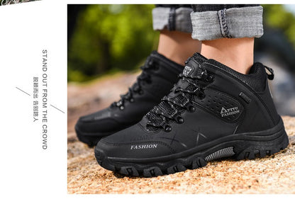 Botas de Neve Masculinas de Inverno Impermeáveis de Couro Tênis Super Quentes Botas Masculinas Botas de Caminhada ao Ar Livre Sapatos de Trabalho Tamanho 39-47