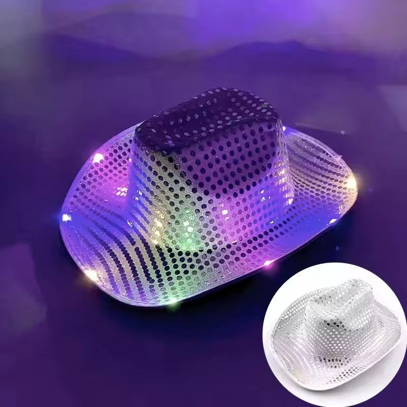 Chapéu de caubói/caubói com LED pisca-pisca, chapéu que brilha, festa de carnaval, homens, mulheres, despedida de solteira, suprimentos de casamento