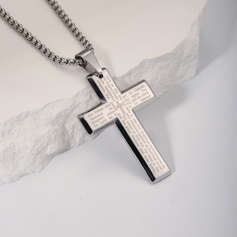 Colar Masculino Minimalista Aço Inoxidável Cruz de Jesus para Homem