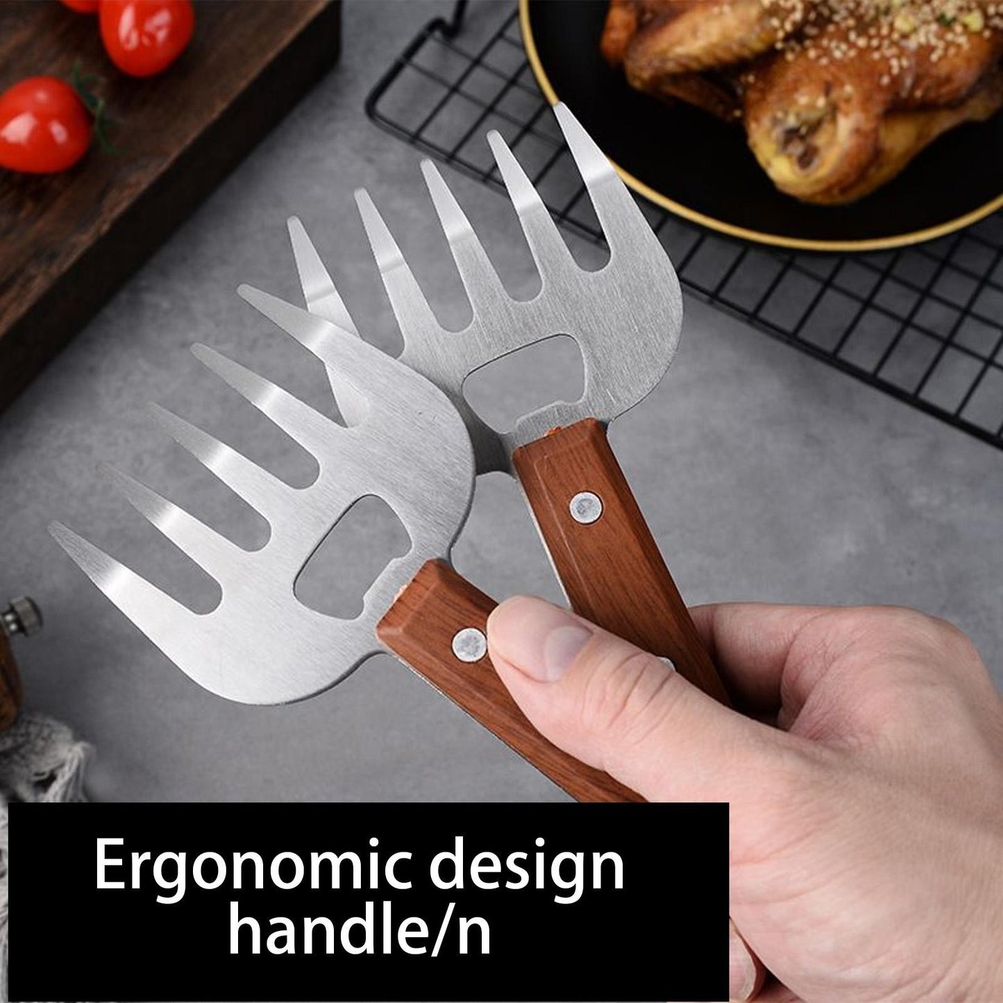 Meat Shredder Claws Ergonomic Food Shredding Fork Stainless Steel Thicken Fork Cooking Tool for Husband Chichen Barbecue Cooking