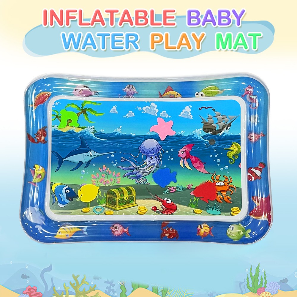 Squid Ocean Theme Inflatable Water Mat for Babies - Thick PVC Sensory Play Mat, Educational Baby Toy, Perfect Birthday Gift