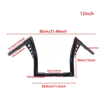 Guidões de motocicleta Glide de 10/12/14/16 polegadas para Harley 883 883n 883XL 1200 Hardman Soft Tail HONDA Iron Horse
