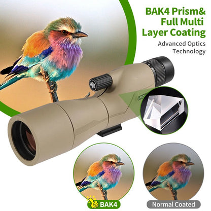 Telescópio Terrestre HD 25-75x60 com Zoom Potente, À Prova D'água, Prisma BAK4 de Longo Alcance para Equipamento de Acampamento com Tripé