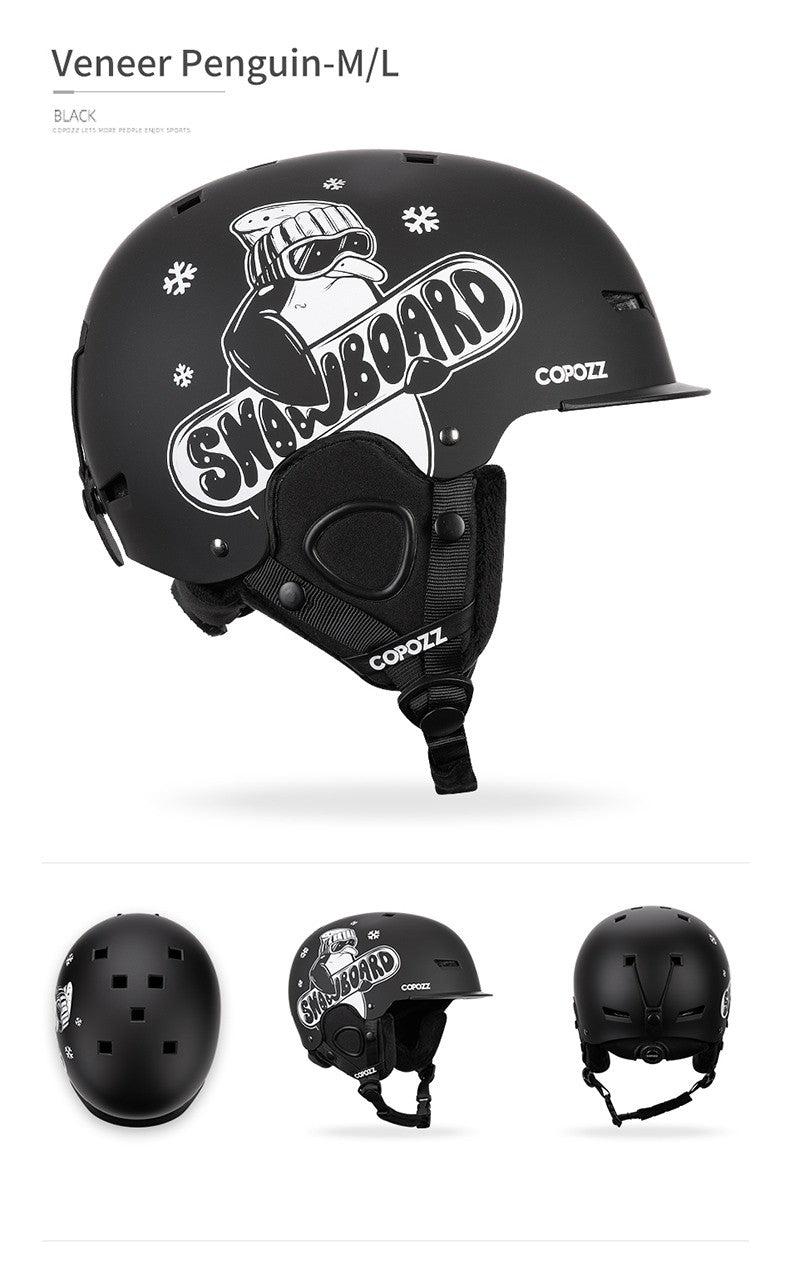 COPOZZ Novo Capacete de Esqui Unissex com Certificado, Meio-Coberto, Anti-impacto, Para Adultos e Crianças, Segurança na Neve, Capacete de Snowboard