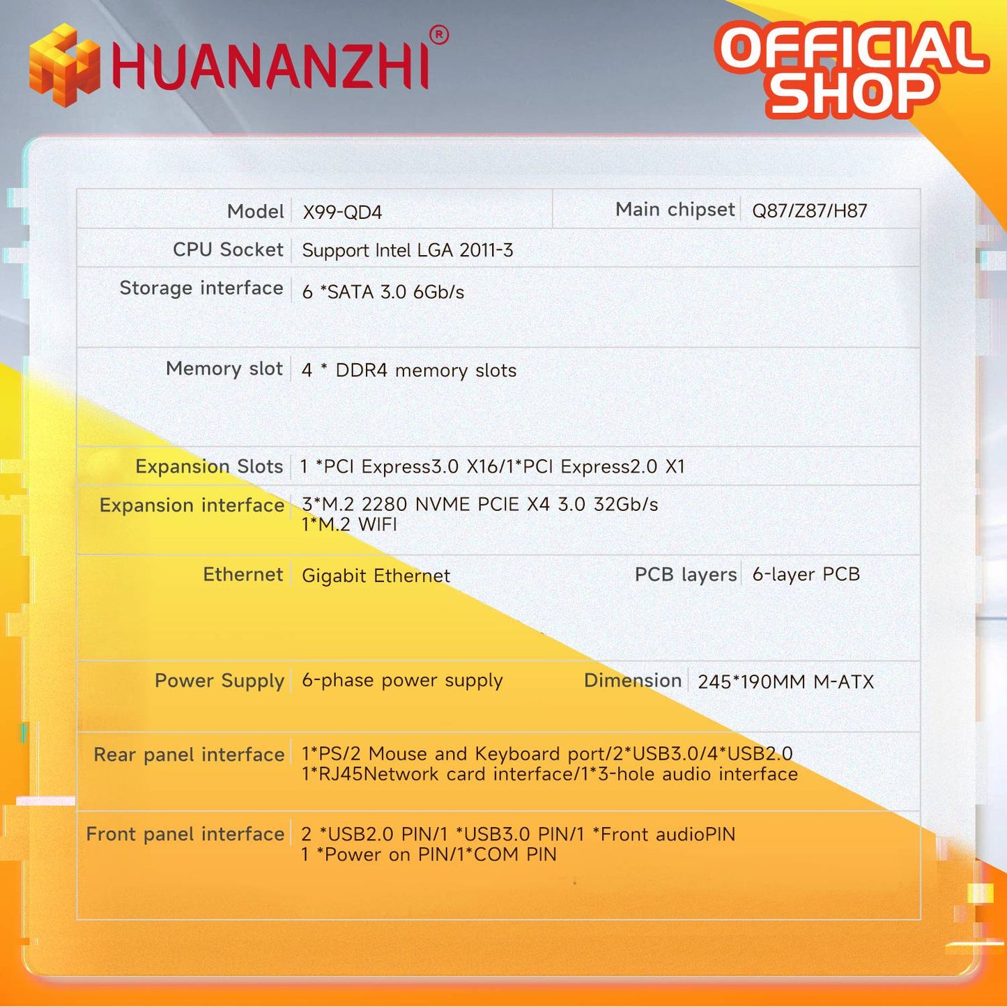 Placa-mãe HUANANZHI X99 QD4 LGA 2011-3 Xeon com processador Intel E5-2680 V4 DDR4 Memória M.2 NVME SATA Suporte Non-ECC Combo