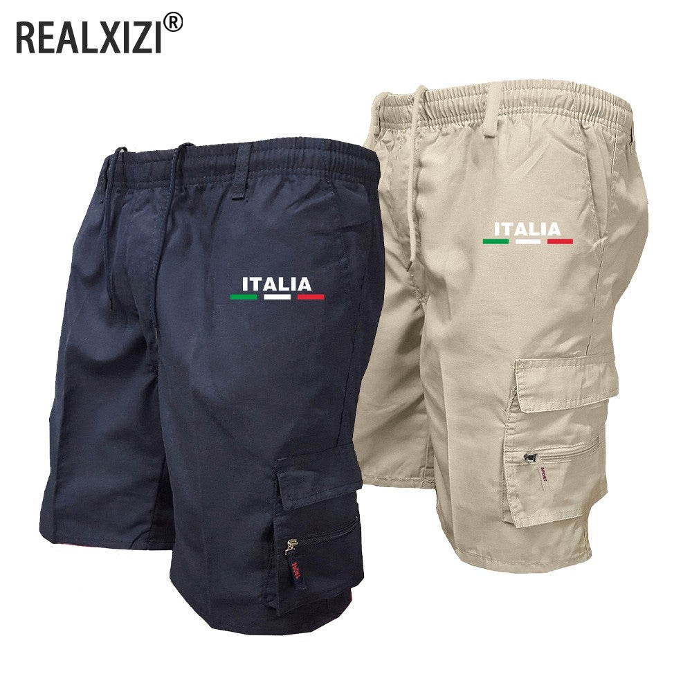 Men's Tactical Shorts Summer Casual Cargo Shorts Knee-length Multi-pockets Elastic Waist Work Hiking Overalls Short Pants Male