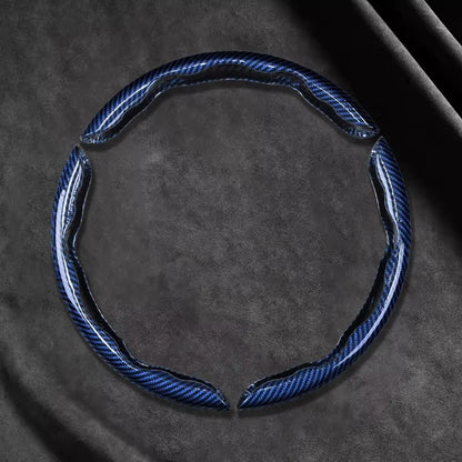 Capa de Volante de Carro 3 Peças Laser Fibra de Carbono Silicone 1K Couro de Microfibra PVC Reforçador de Volante Antiderrapante Universal