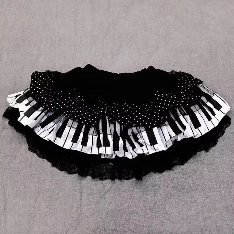 Y2k Gothic Punk Black White Short Skirt Women Hot Chick Darkly Polka Dot Ruffle Cake Skirt Female Sweet Chic Lolita Lace Skirts