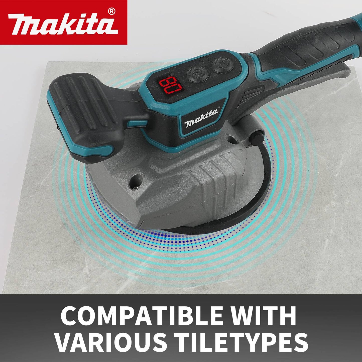 Nivelador de Azulejos Makita: 8 Velocidades, Frequência de Vibração de 10000rpm, 7500mAh, Aplicável a Múltiplos Materiais, Com Display Digital e Fácil de Usar