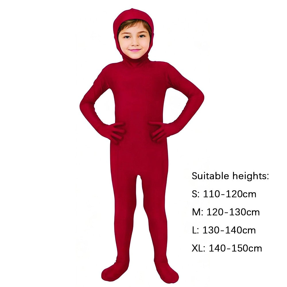 Kids Zentai Invisible Jumpsuit Cosplay Costume Bodysuits Halloween Carnival Skin Tight Suit Spandex Stretch Disappearing
