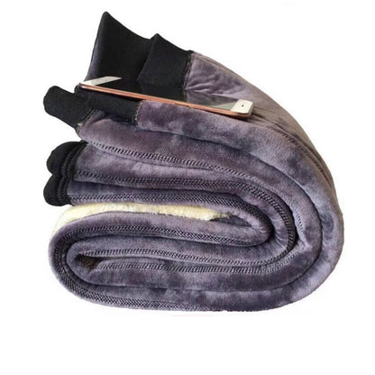 -30° Winter Thicken Keep Warm Long Wool Sheepskin Pants One Piece of Fur Men's and Women's High Waist Wool Liner Pants