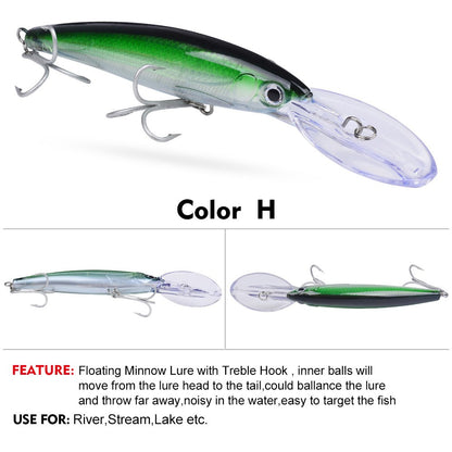 Isca Artificial Flutuante Minnow 32g 50g 75g Isca de Pesca Longa Arremesso Água Salgada Robalo Iscas Duras Minnow para Pesca de Robalo