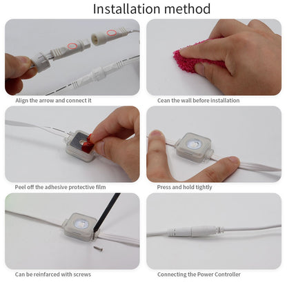 5054 16703IC(WS2812B WS2811) Outdoor Eaves LED Light String Kit 2.4G BEL+WIFI Controller Waterproof Light