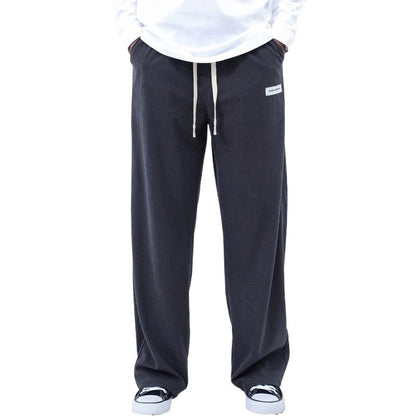 Mens Corduroy Joggers Pants Casual Cargo Pants Drawstring Elastic Waist Baggy Tapered Sweatpants with Pockets Outdoor Sweatpants