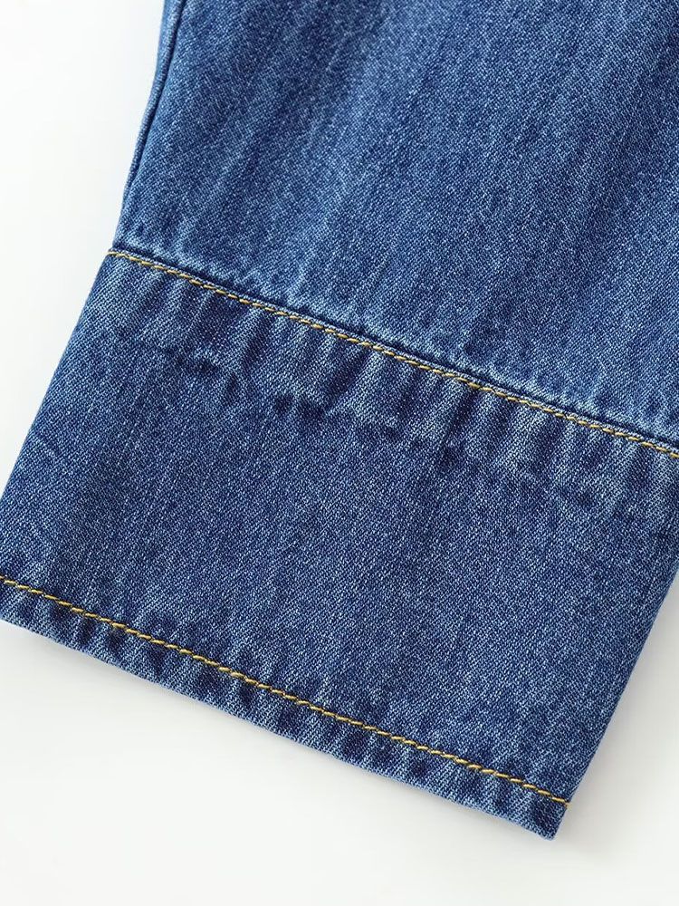 DiYiG  WOMAN 2024 Autumn and Winter New Fashion Lazy Style Denim Shirt Chic Doll Collar Button Versatile Top Blouses Mujer