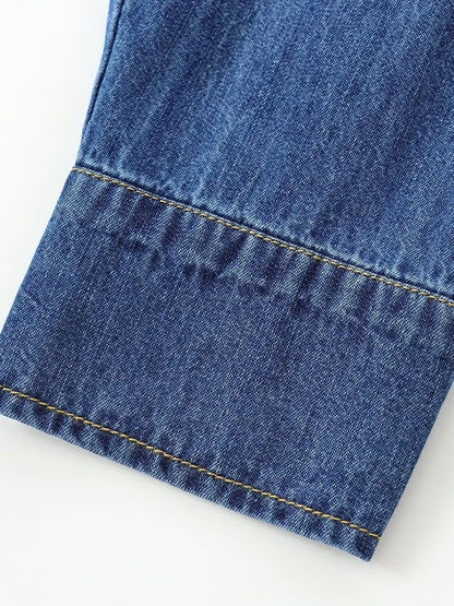 DiYiG  WOMAN 2024 Autumn and Winter New Fashion Lazy Style Denim Shirt Chic Doll Collar Button Versatile Top Blouses Mujer