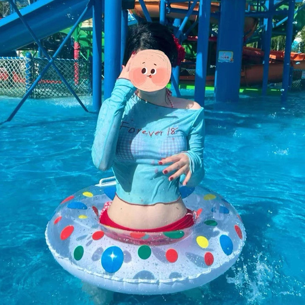 4Pcs/Set Summer Y2k Women's Swimsuit Dopamine Long Sleeve Bikini Set Hot Spring Swimming Sun-proof Crop Tops