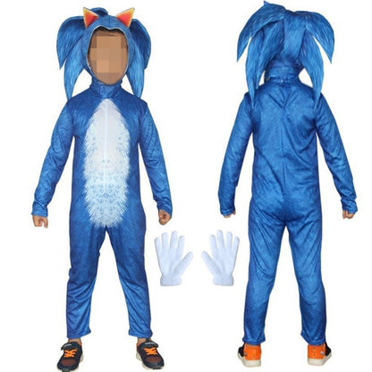 Flash Hedgehog Cosplay Costume Halloween Carnival Party Funny Jumpsuit Including Mask Suitable For Height 100-150cm