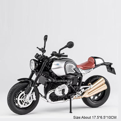 1:12 Escala R Nine T HP4 Modelo de Moto Carro de Brinquedo Liga Fundida Luz Música Amortecimento Modelos Miniatura de Motor Ornamento Presente