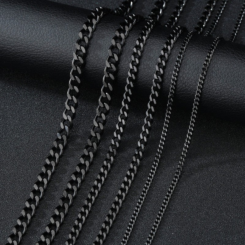 Colares de Aço Inoxidável Punk Básico 3, 5, 7mm Elo Cubano Masculino Feminino Corrente Dourada Preta Gargantilhas Joias de Metal Sólido