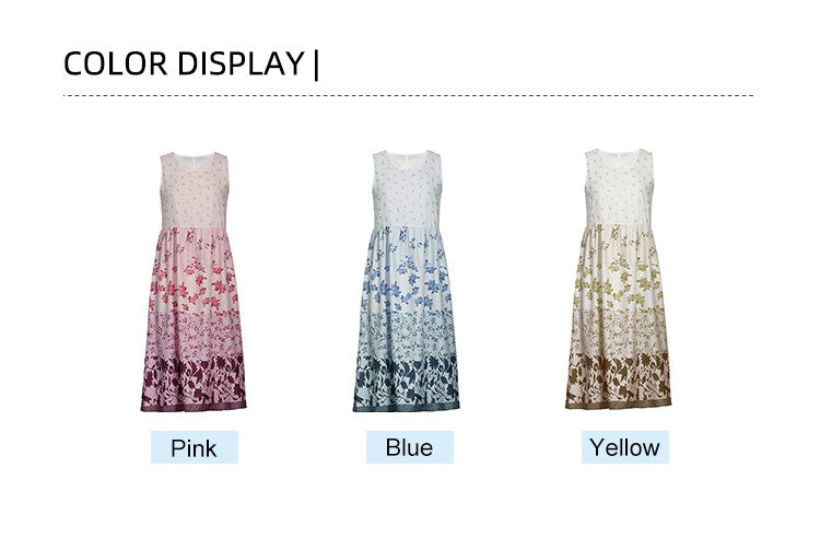 Plus Size Casual Women's Midi Dress 2025 Summer New Floral Printed Sleeveless Fl