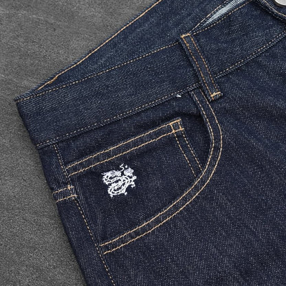 Fromszn raw baggy jeans Y2K retro art font embroidery black jeans Harajuku hip hop unisex woven washed patchwork wide leg pants