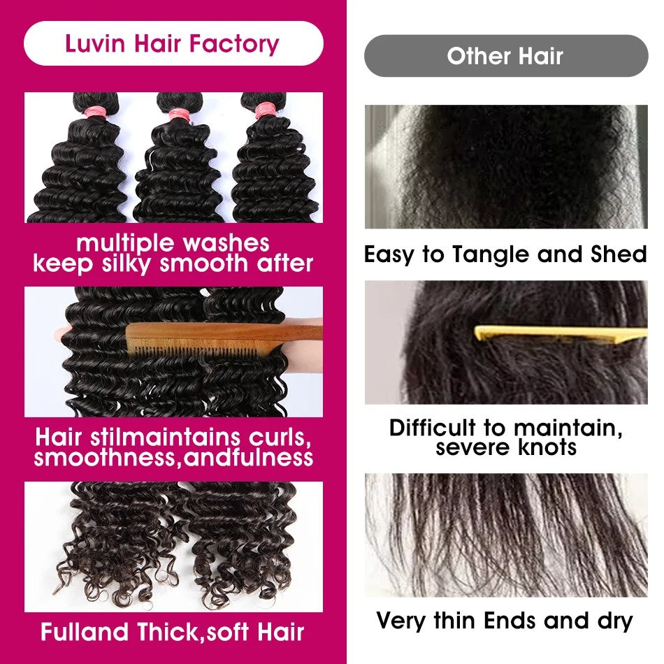 Pacotes de Cabelo Humano Ondulado Profundo de 32 36 40 Polegadas Cabelo Brasileiro Remy Virgem para Mega Hair Cacheado 1/2/3/4 Pacotes de Mega Hair com Preços Promocionais