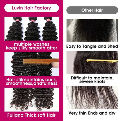 Pacotes de Cabelo Humano Ondulado Profundo de 32 36 40 Polegadas Cabelo Brasileiro Remy Virgem para Mega Hair Cacheado 1/2/3/4 Pacotes de Mega Hair com Preços Promocionais