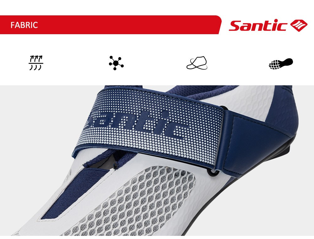 Santic Pro Triathlon Cycling Shoes Mens Road Riding Biking Sneakers Upgraded Glassfiber Outsole Breathable Bicycle Lock Shoes