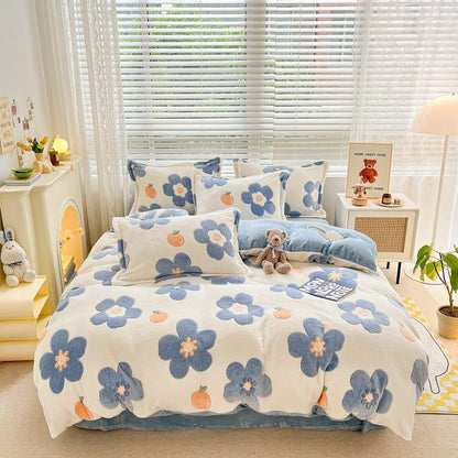 Capa de Edredom de Veludo Leite com Estampa de Panda Fofo para Decoração de Quarto de Meninos e Meninas, Roupa de Cama de Desenho Animado de Animais, Capa de Edredom Macia e Quente para Outono e Inverno