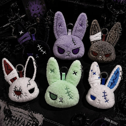 Gothic Bunny Plush Keychain Rabbit Bag Charm Bandage Rabbit Pendant Dark Horror Bunny Doll Keyring Bag Charm Halloween Gifts