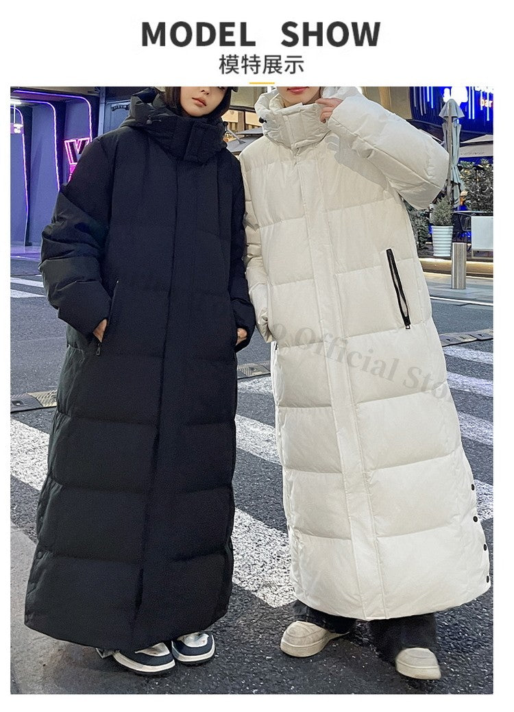 Maxbarley New 90 Goose Down Jacket Men Women Winter Thick Warm Long Knee Over Down Jacket High-quality Lightweight Puffer Coats