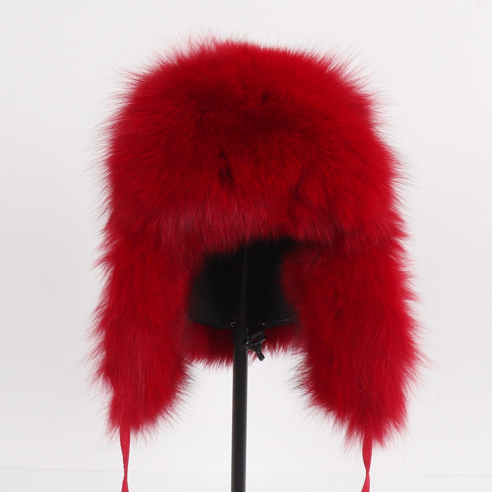 2025 Novo Chapéu Feminino Ushanka Russo de Pele de Raposa Natural Inverno Grosso Quente Orelhas Moda Chapéu Bomber Senhora Gorro Genuíno de Pele de Raposa Real