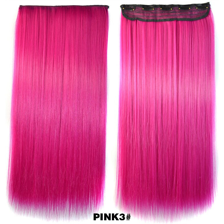 Extensões de cabelo sintéticas com clipe, longas e lisas, com 5 clipes em uma única peça, extensões de cabelo multicoloridas LIHUI