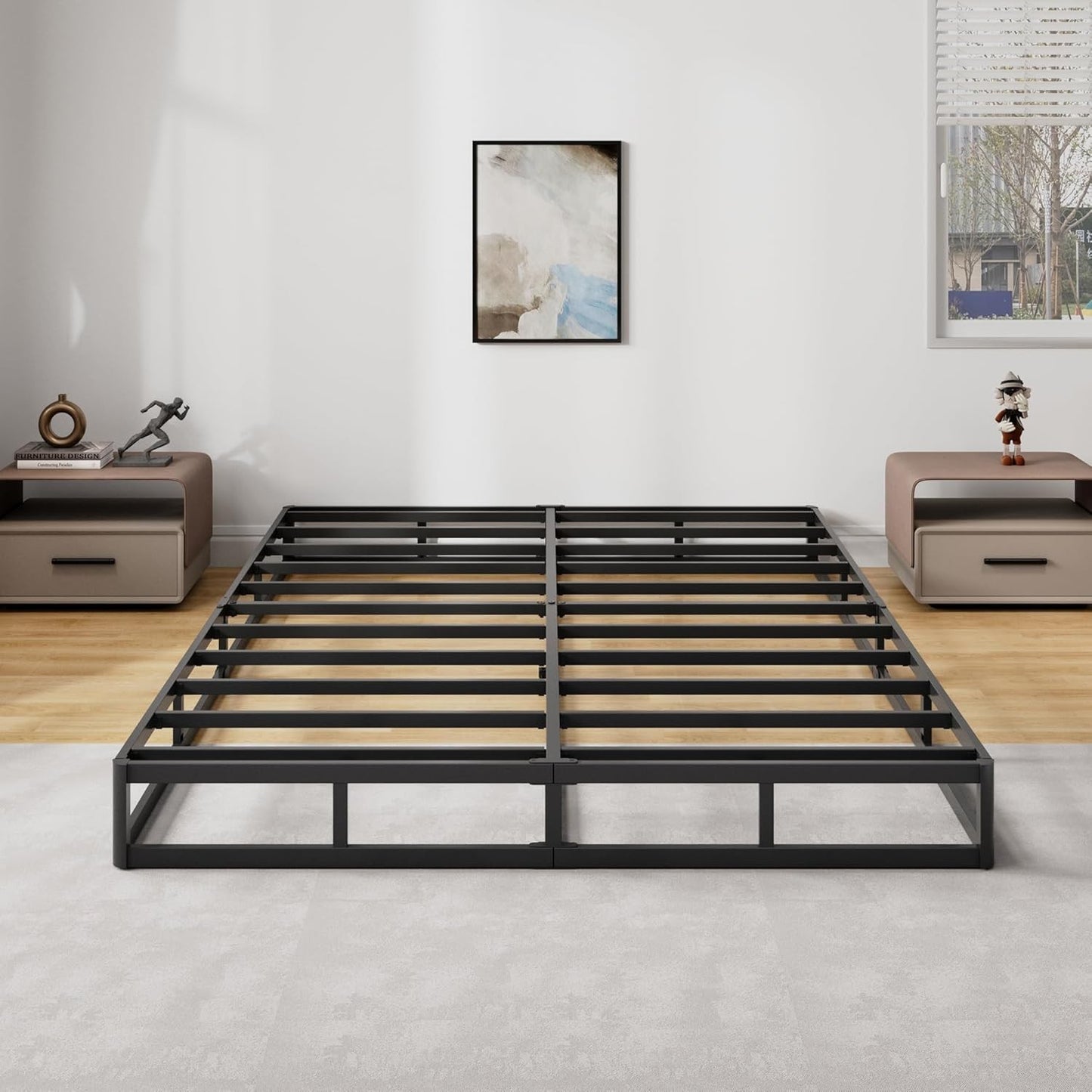 Base de Cama Box de Casal de 7 Polegadas, Base de Colchão Metálica Resistente de 3000 lbs, Montagem Fácil Sem Ferramentas