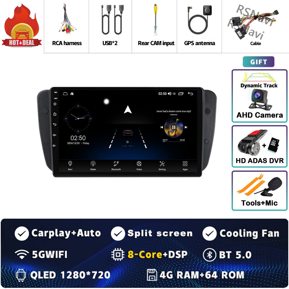 Android 15 For SEAT Ibiza 6J IV 4 2008 - 2015 2K QLED Stereo Car Radio Multimedia Video Player GPS AI Voice CarPlay Head Unit